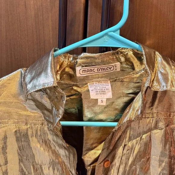 Vintage Marc D’Alcy Paris Metallic Gold Blouse - Picture 3 of 11